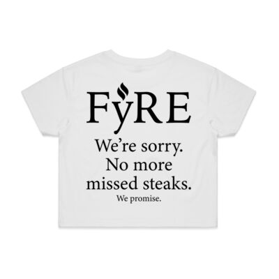 No More Missed Steaks Women's Crop Tee - White 5 Thumbnail