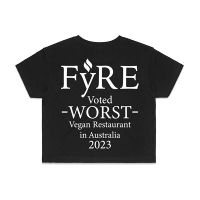 Worst Vegan Restaurant Women's Crop Tee - Black Thumbnail