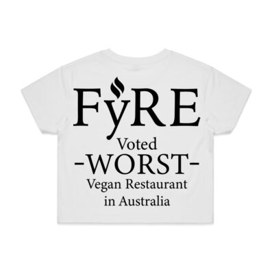 Worst Vegan Restaurant Women's Crop Tee - White Thumbnail