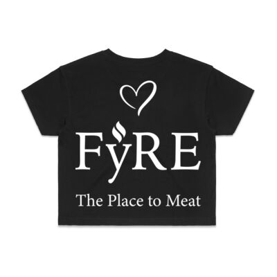 The Place To Meat Women's Crop Tee - Black Thumbnail